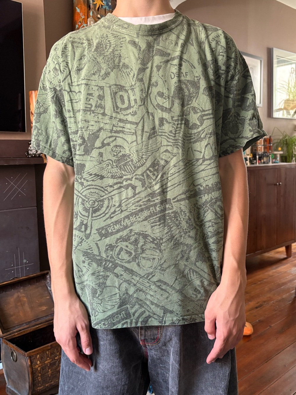 Vintage USAF Green Graphic Short-Sleeve Men's T-Shirt